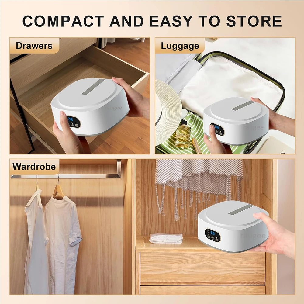 Portable Electric Clothes Dryer - Foldable Heated Laundry Drying Machine with Timer and Remote Control