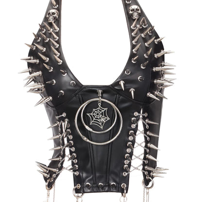Y2K Gothic Spiked Tank Top - Punk Rock Emo Grunge Festival Style for Women