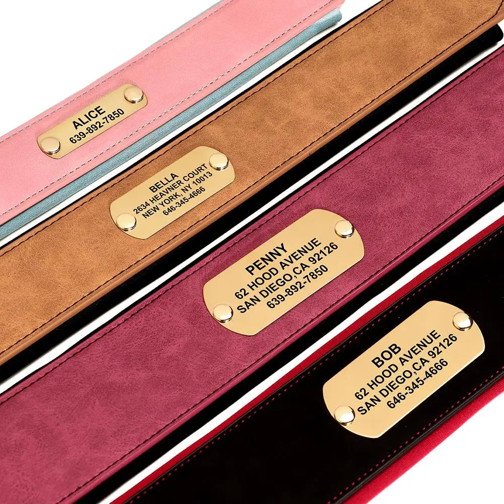 Wide Personalized PU Leather Dog Collar – Custom Tag Soft Pet Collar for Small, Medium & Large Dogs, Pitbulls & Bulldogs