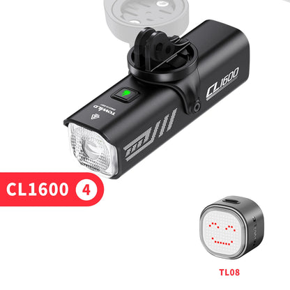 TOWILD 1600LM Bicycle Front Light — 5000mAh IPX6 Aluminum MTB & Road Bike Headlight with Type-C Charging