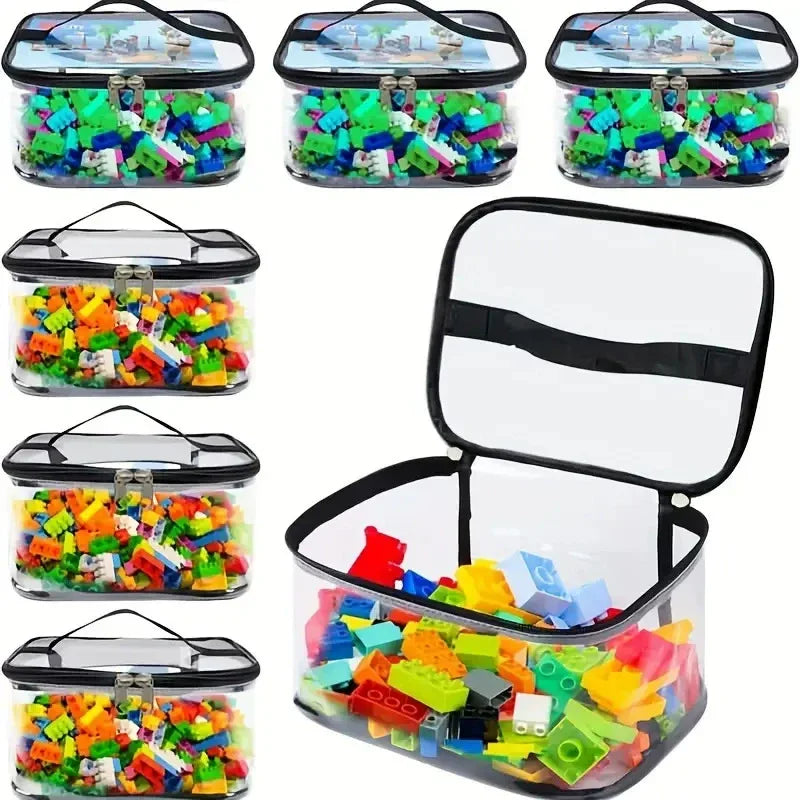 Large Capacity Transparent Mesh Zipper Storage Bag – Organizer for Toys, Puzzles & Building Blocks