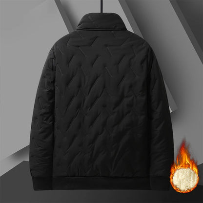 2025 Men’s Plus Size Winter Jacket – Wool-Look Stand Collar Cotton-Padded Windproof Outdoor Coat with Velvet