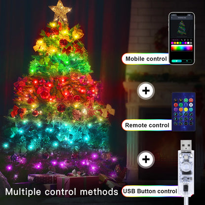 40M RGB LED String Lights - Smart Bluetooth Music Outdoor Fairy Lights with IP65 Waterproof Holiday Party Lighting