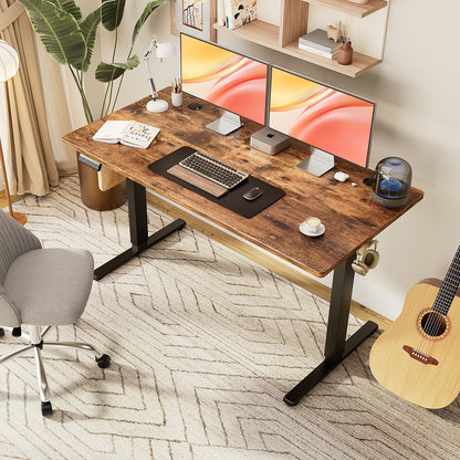Electric Standing Computer Desk – Height Adjustable Ergonomic Workstation with Metal Frame for Home or Office