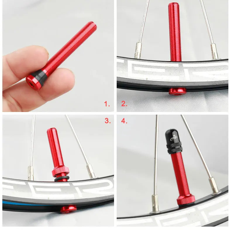 Deemount 2PCS Bicycle Tubeless Schrader Valves — Brass Core CNC Anodized MTB & Road Bike Rim Nipple