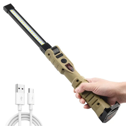 Folding COB XPE LED Work Light - Rechargeable Handheld Flashlight with SOS Strobe for Car Inspection & Emergency Use