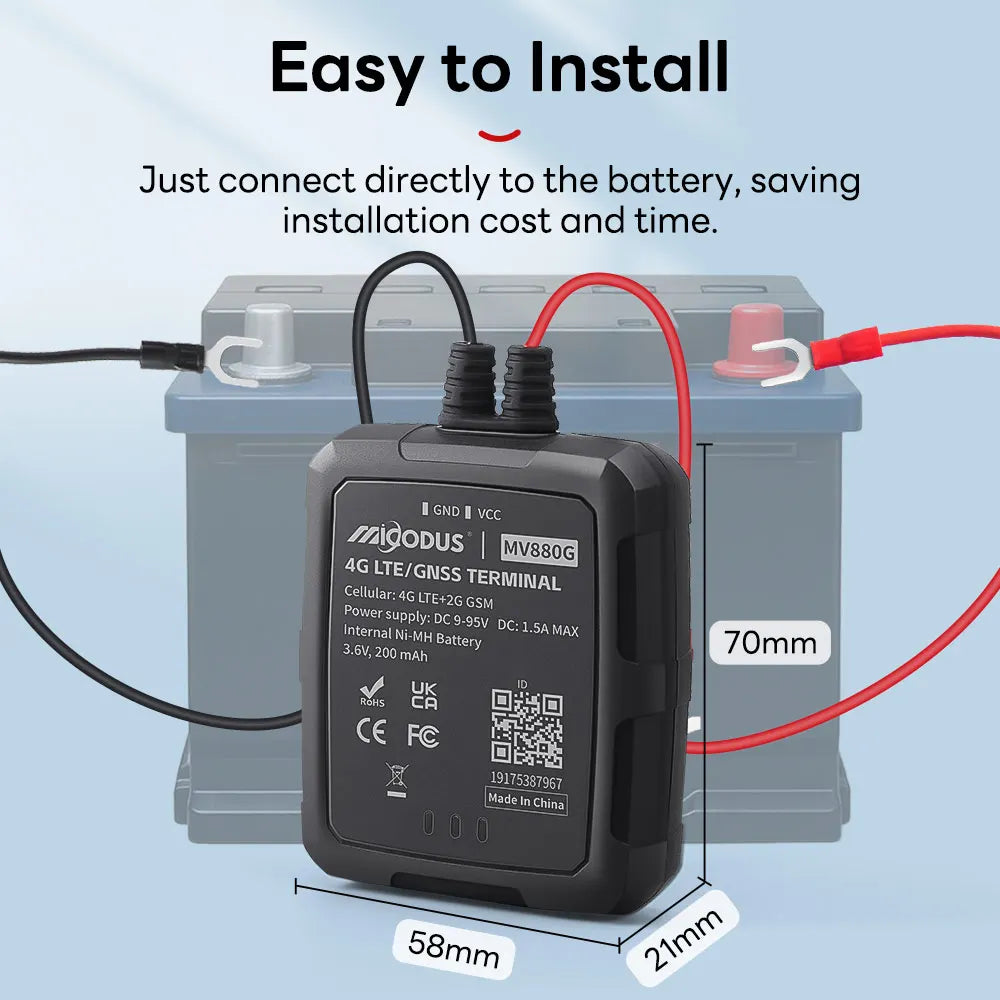 MiCODUS MV880G 4G GPS Tracker - IP67 Waterproof Plug & Play Real-Time Vehicle & Motorcycle Anti-Theft Tracking Device