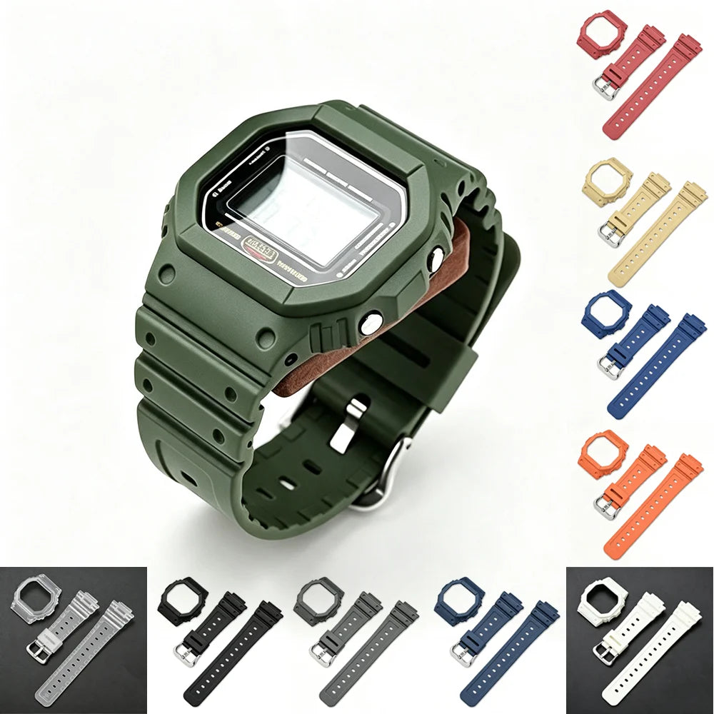 Case and Resin Rubber Strap Set for Casio G-Shock DW-5600, GW-M5610 & GW-B5600 - Unisex Replacement Watch Accessories