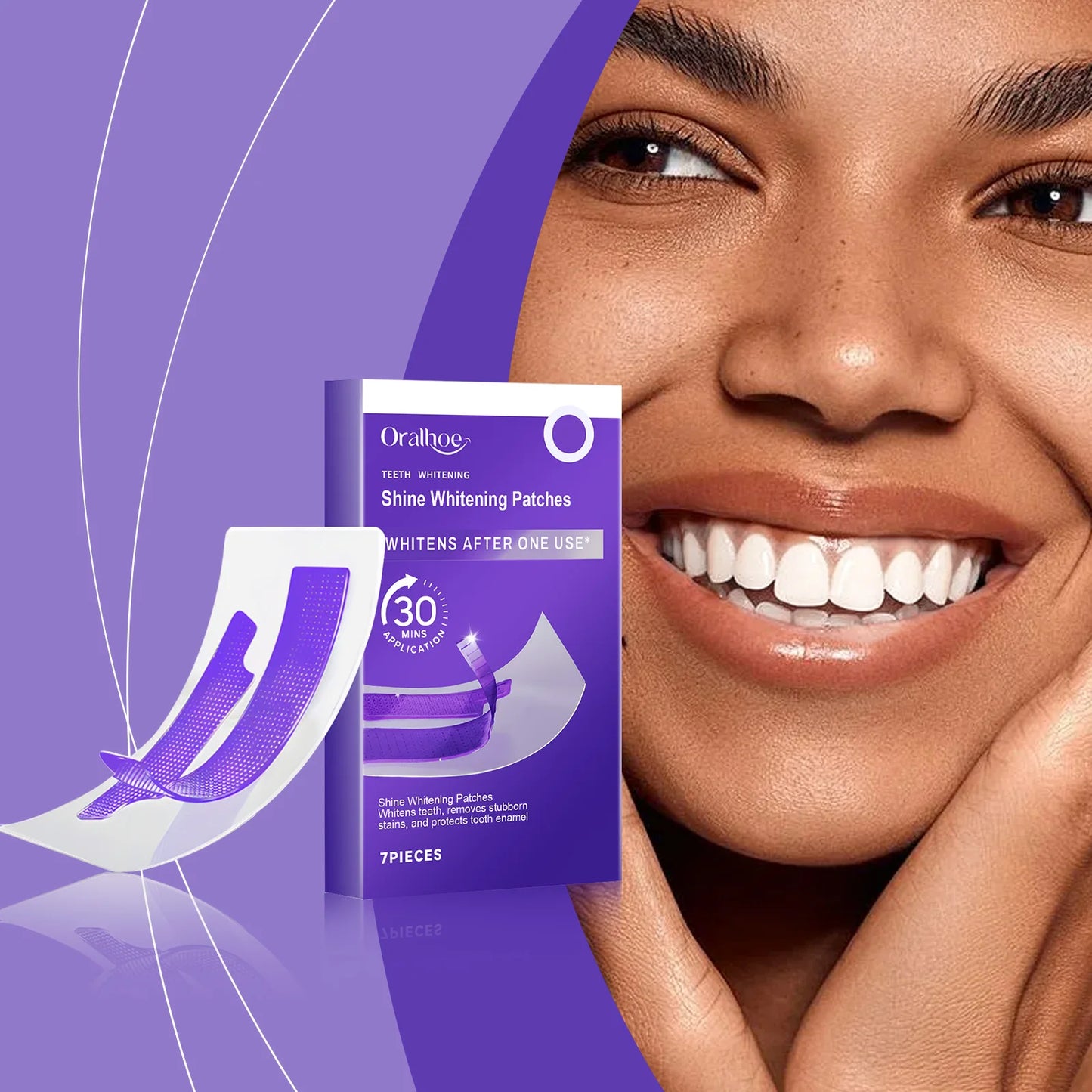 Purple Teeth Whitening Strips - Stain Removal, Plaque Cleaning & Brightening Dental Care Kit