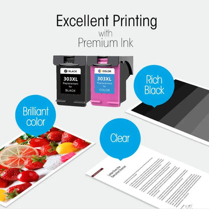 303XL Compatible Ink Cartridge Replacement for HP 303XL – High Yield Ink for HP Envy Photo 6220, 6230, 6232, 6234, 7130, 7134, 7830 Printers