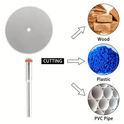 11Pcs Mini Circular Saw Blade Set - Precision Cutting Discs with Rod for Wood, Metal & DIY Craft Projects