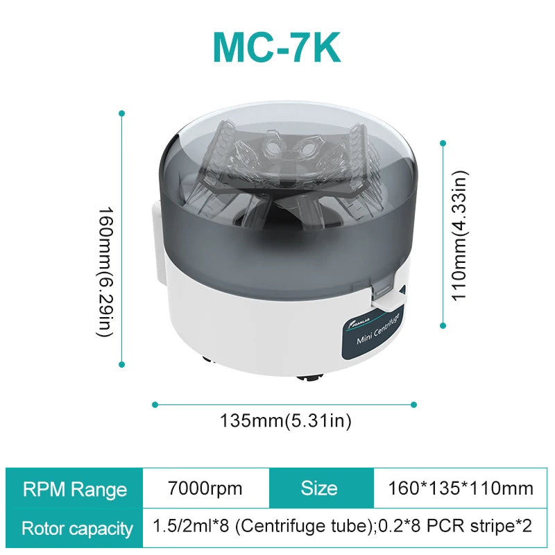 JOANLAB Mini Centrifuge Machine – PCR Plasma Lab Microcentrifuge 4000/7000rpm for 0.2/1.5/2ml Tubes