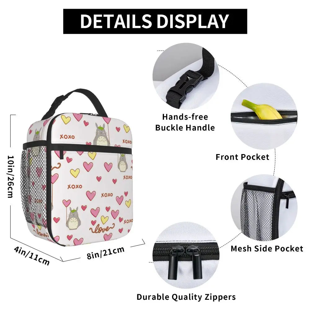 Totoro Miyazaki Anime Insulated Lunch Tote Bag – Portable Thermal Cooler for School & Office