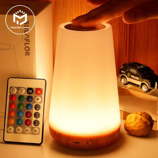 Elevate Your Ambiance: 13 Color Changing Night Light - RGB Remote Control, Touch Dimmable Lamp - Portable Bedside Table Lamp, USB Rechargeable for Convenience