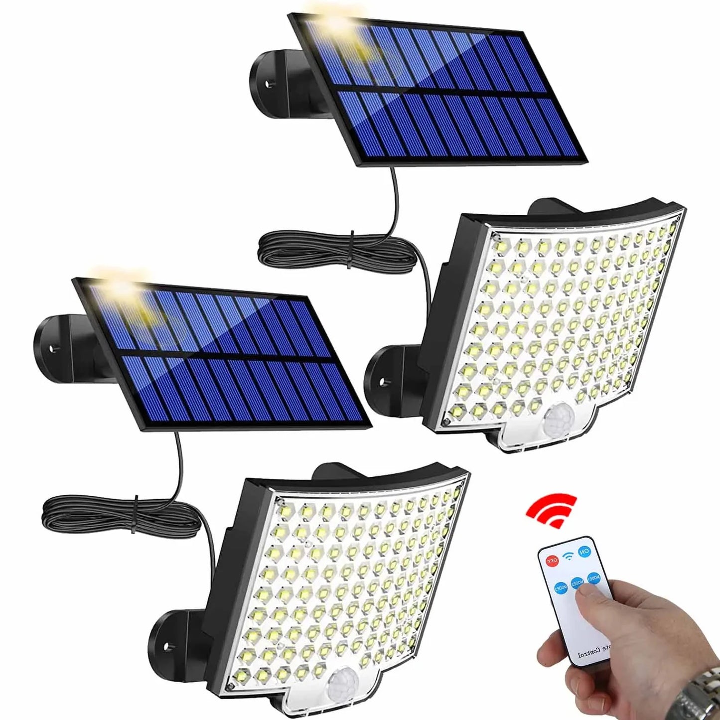 106LED Solar Light with Motion Sensor - Waterproof Outdoor Floodlight with Remote Control | 3 Modes for Patio, Garage, Backyard