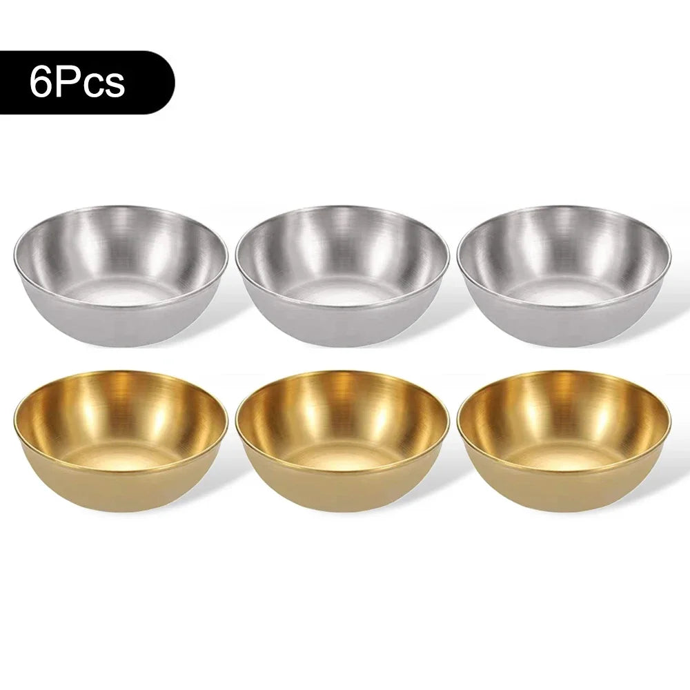 3/6-Piece Stainless Steel Sauce Dishes – Appetizer & Spice Serving Plates for Kitchen