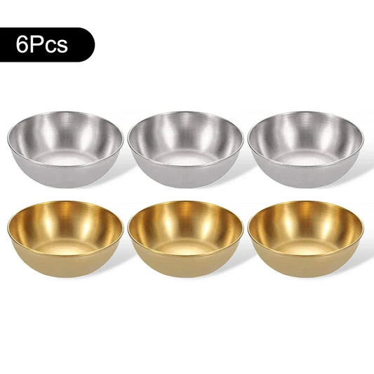 3/6-Piece Stainless Steel Sauce Dishes – Appetizer & Spice Serving Plates for Kitchen