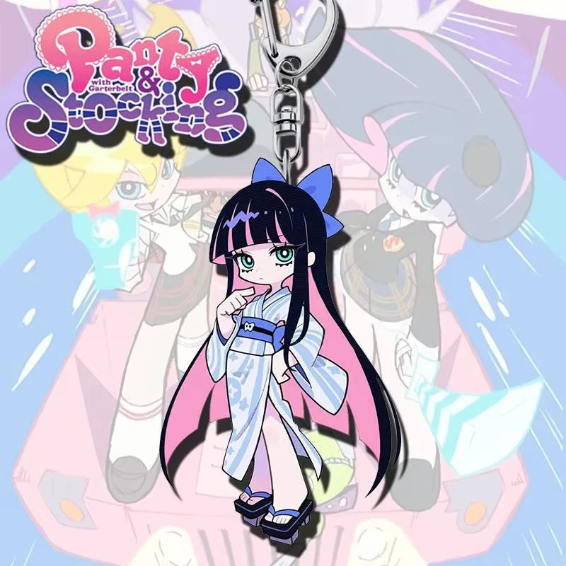 Panty & Stocking Anime Keychain - Kawaii Acrylic Figure Pendant Gift
