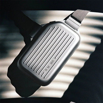 2025 RMWA Light Luxury Single-Shoulder Crossbody Bag — Vertical Aluminum-Magnesium Alloy Travel Bag, Silver Stylish Luggage