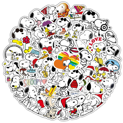 50PCS Snoopy Cartoon Stickers - Cute Dog Decals for Laptops, Skateboards, Water Bottles, Motorcycles, and DIY Decorations