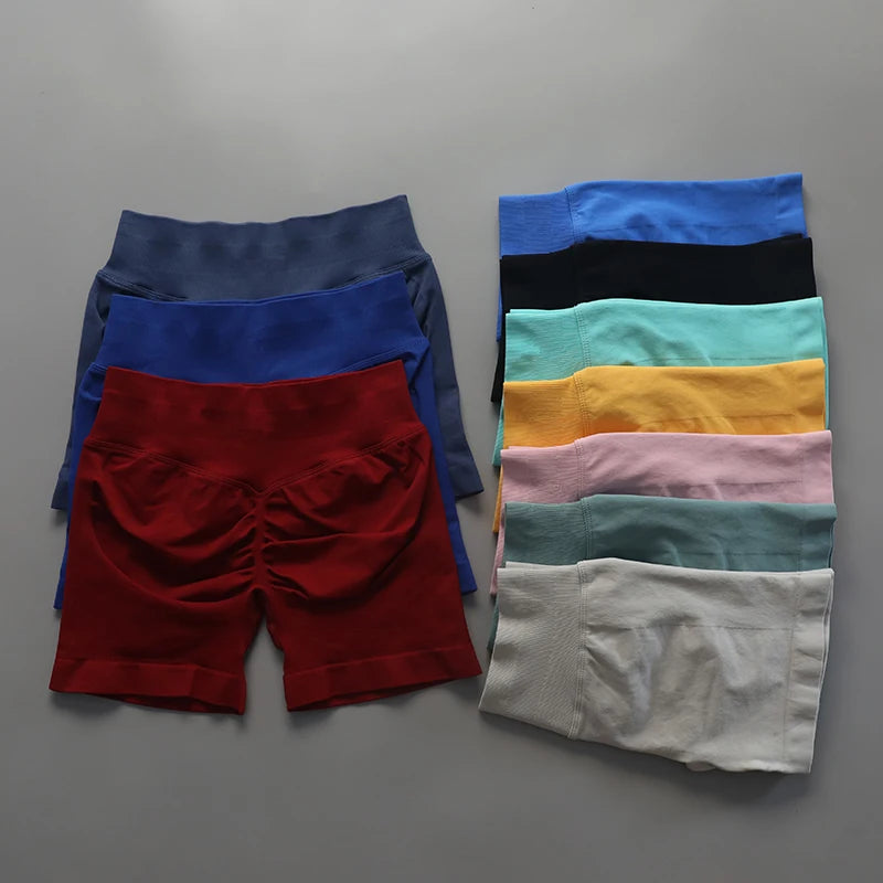 Impact Seamless Scrunch Bum Yoga Shorts – Low Ribbed Waistband, High Stretch Workout & Running Gym Shorts