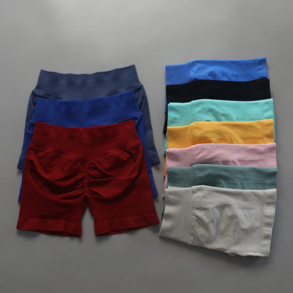 Impact Seamless Scrunch Bum Yoga Shorts – Low Ribbed Waistband, High Stretch Workout & Running Gym Shorts