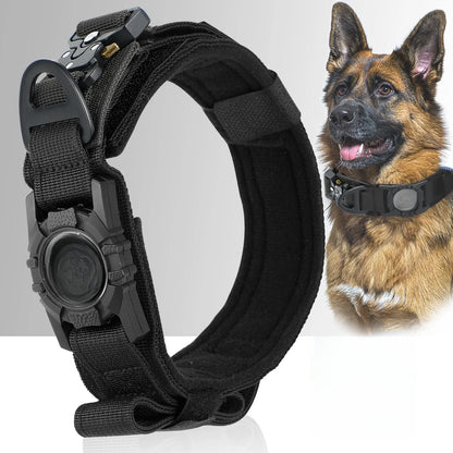 AirTag Tactical Dog Collar with Holder & Handle – Adjustable Military GPS Collar for Medium & Large Dogs