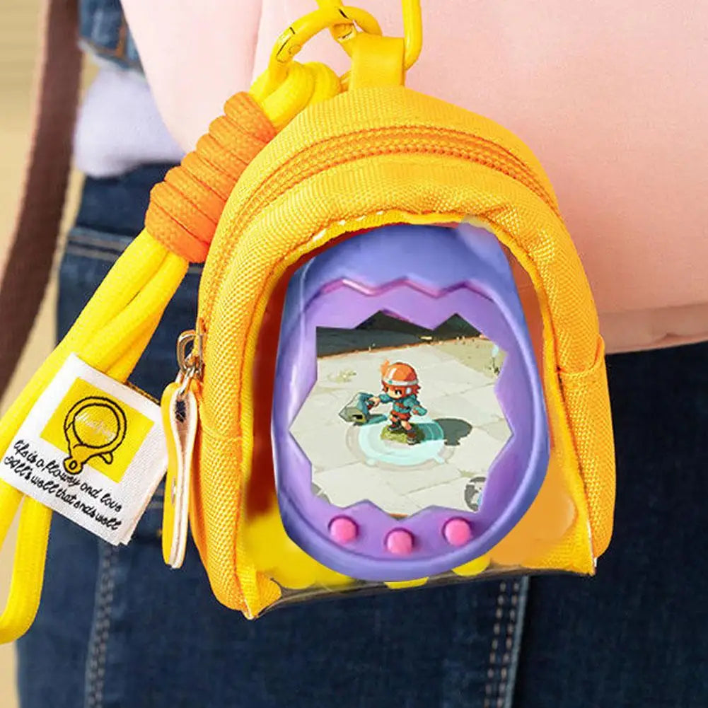 Tamagotchi Paradise Transparent Storage Bag - Portable Mini Display Case, Keychain Charm Organizer and Backpack Accessory