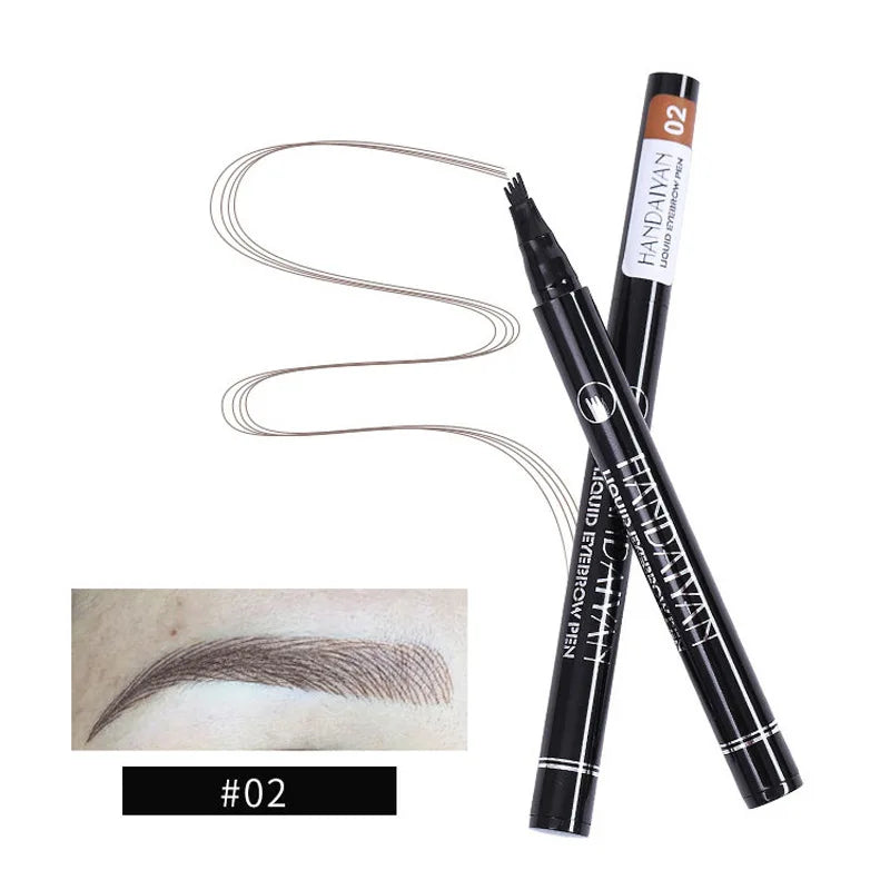 4D Microblading Eyebrow Pen – 4-Fork Tip Waterproof Long-Lasting Eyebrow Tattoo Pencil for Natural Fine Hair-Like Makeup