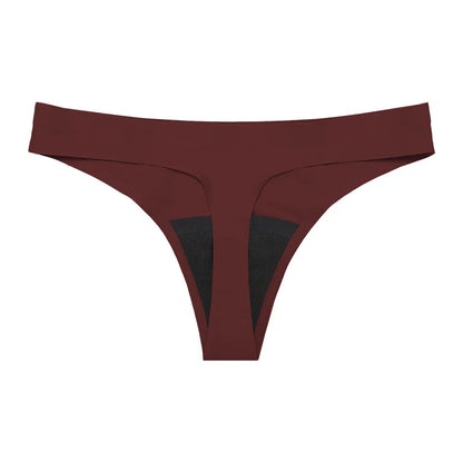 New Design Seamless Low Waist Leak-Proof Menstrual Thong Panties – 4 Layer Washable, Light Flow Period Underwear for Women