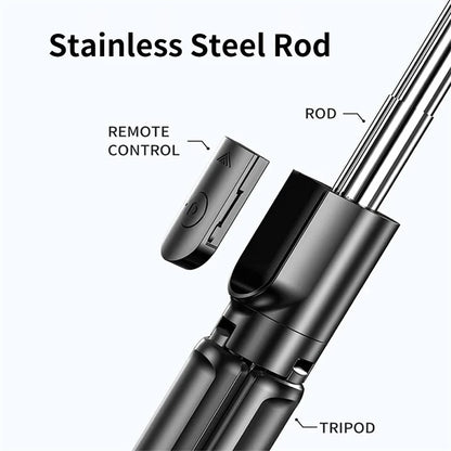 Wireless Selfie Stick & Tripod Stand with Light – Bluetooth Remote for iPhone, Mobile & TikTok Live