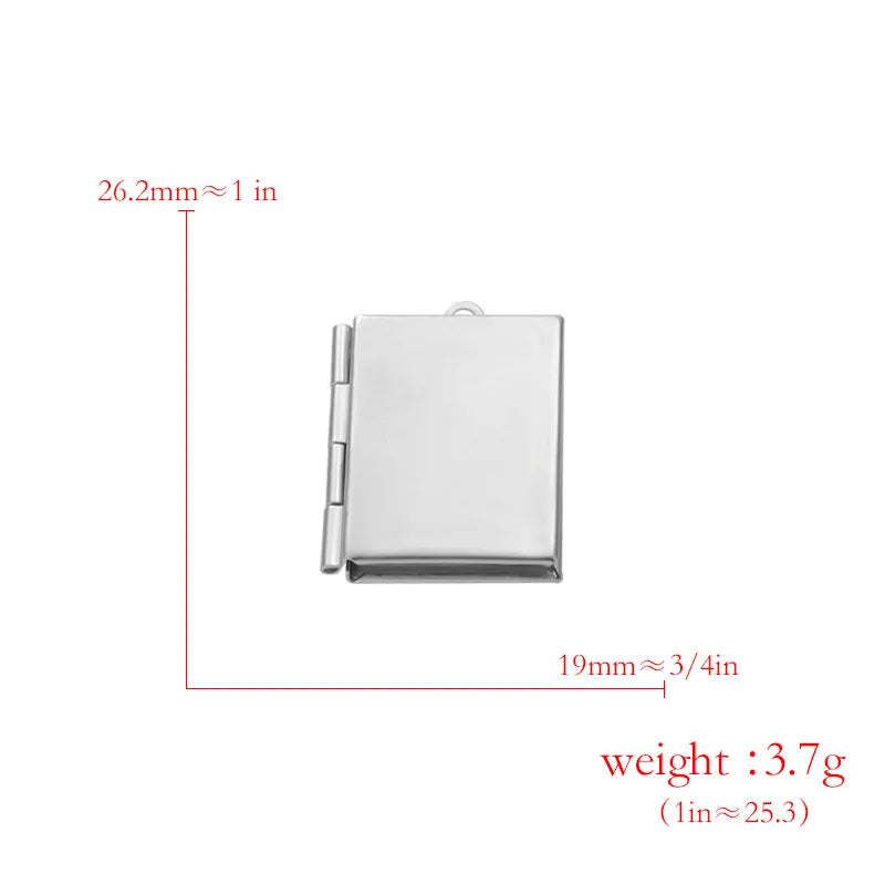 Stainless Steel Photo Locket Charms - 5-Piece Heart, Round & Square Memory Pendant Set