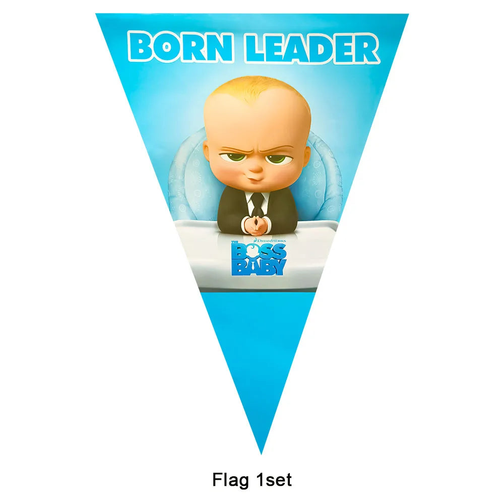 Cartoon Boss Baby Birthday Party Set - Disposable Tableware, Backdrop & Balloons for Kids Baby Shower Decor