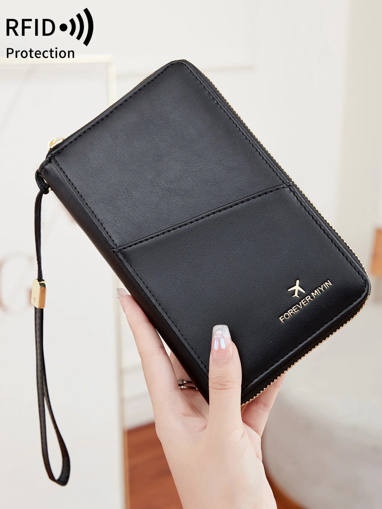 Fashionable RFID Passport Holder – PU Leather Front Pocket Wallet, Multifunctional Travel Accessories for Protection