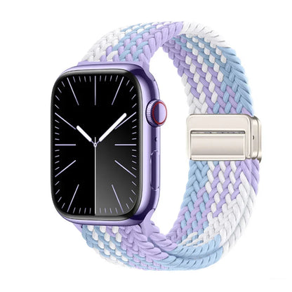 Braided Nylon Magnetic Apple Watch Band – Adjustable Sport Loop Strap for iWatch Series SE 6–10 & Ultra 2 (38mm–49mm)