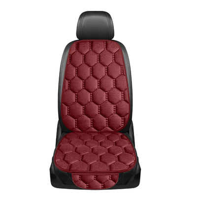 Winter Plush Car Seat Cushion Set - Warm Anti-Slip Grid Seat and Backrest Covers, 3-Piece Set for Cold Weather Comfort