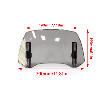Universal Motorcycle Windshield Extension - Adjustable Clamp-On Windscreen Spoiler Deflector for All Bikes
