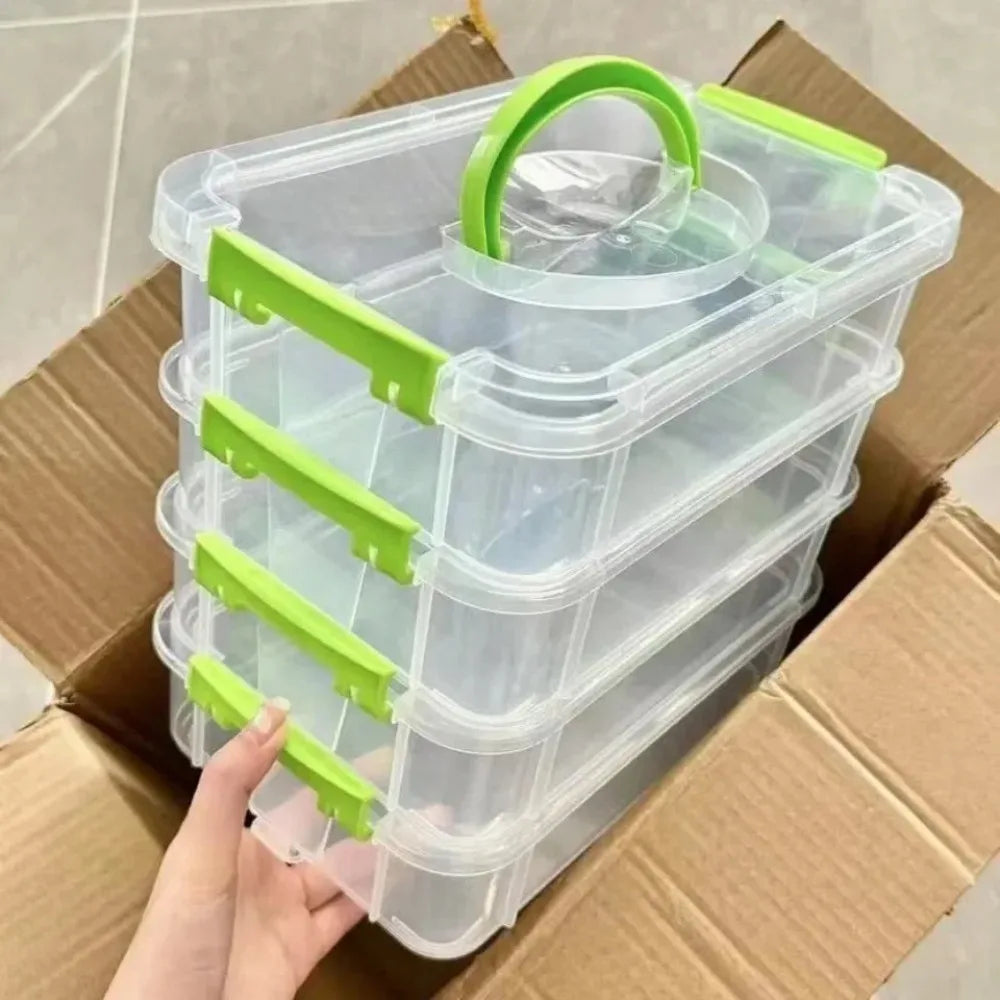 4-Layer Stackable Transparent Organizer Box – Multi-Tier Plastic Storage for Kids’ Toys, Makeup, Jewelry, School & Office Supplies