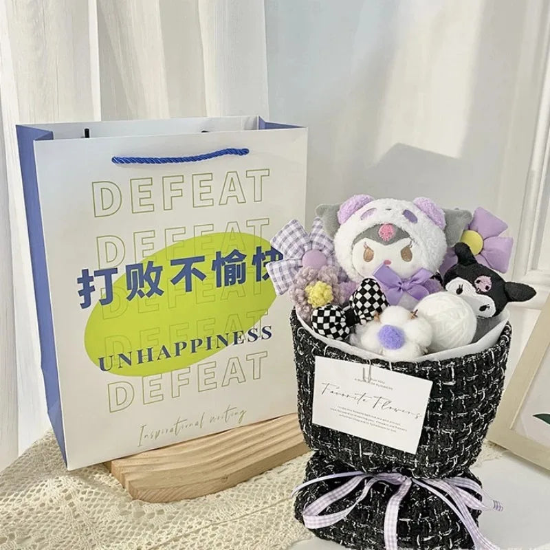 Sanrio Hello Kitty Plush Bouquet – Cute Cartoon Flowers with Cinnamoroll, Kuromi & My Melody Toys for Girls & Holiday Gifts