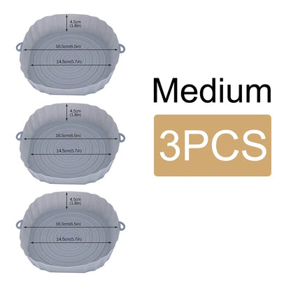 Reusable Air Fryer Silicone Pot & Baking Tray Set – 1/2/3PCS Silicone Basket for Pizza, Fried Chicken & Grill