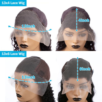 Cosdelu 13x6 Deep Wave HD Lace Frontal Wig - 30-40 Inch Human Hair, 250 Density Brazilian Water Curly Lace Front Wig for Women