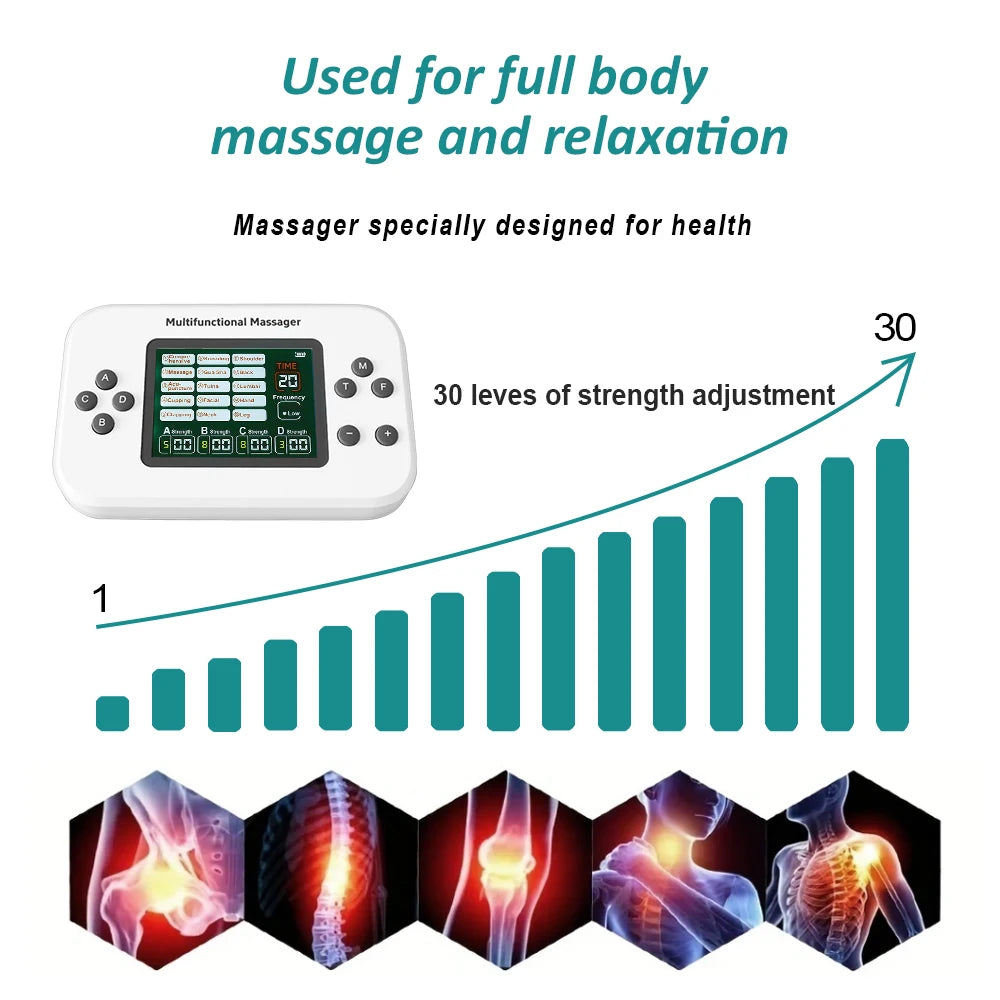 EMS Electric Muscle Stimulator — TENS Pulse Massager for Physiotherapy, Pain Relief, and Muscle Relaxation, Rechargeable Health Device