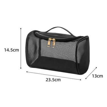 Toiletry Travel Bag – Large Capacity Mesh Makeup Pouch with Zipper, Shower Organizer Tote for Cosmetics and Personal Care