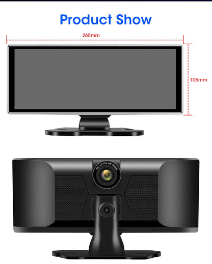 11.26-inch 4K Car DVR Dash Cam – Dual Lens Wireless CarPlay & Android Auto, GPS Navigation, 5G WiFi, FM, AUX Video Recorder Monitor