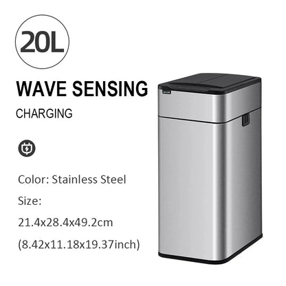 Smart Stainless Steel Trash Can – 15-20L Automatic Sensor Wastebin for Kitchen & Food Waste Disposal