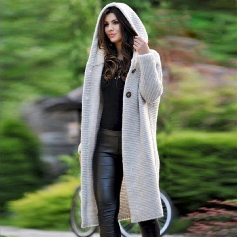 New Autumn/Winter Cashmere Cardigan – Women's Loose Long Sleeve Sweater, Solid Color Knitted & Thickened Top
