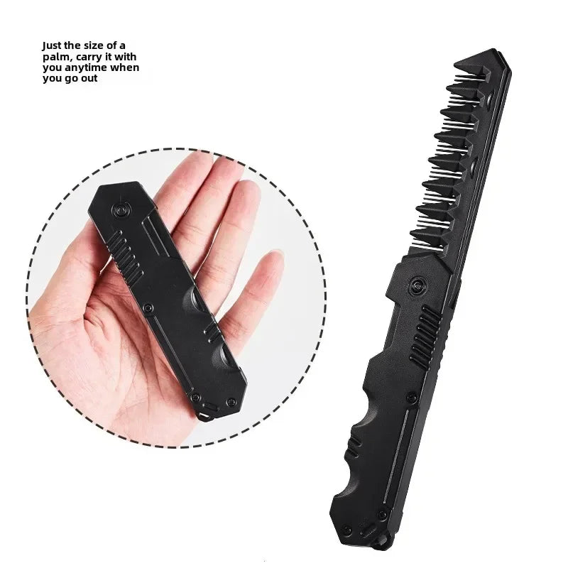 Multifunctional Folding Pocket Comb - Plastic Wide Tooth Beard & Hair Styling Comb for Barber, Salon & Grooming Use