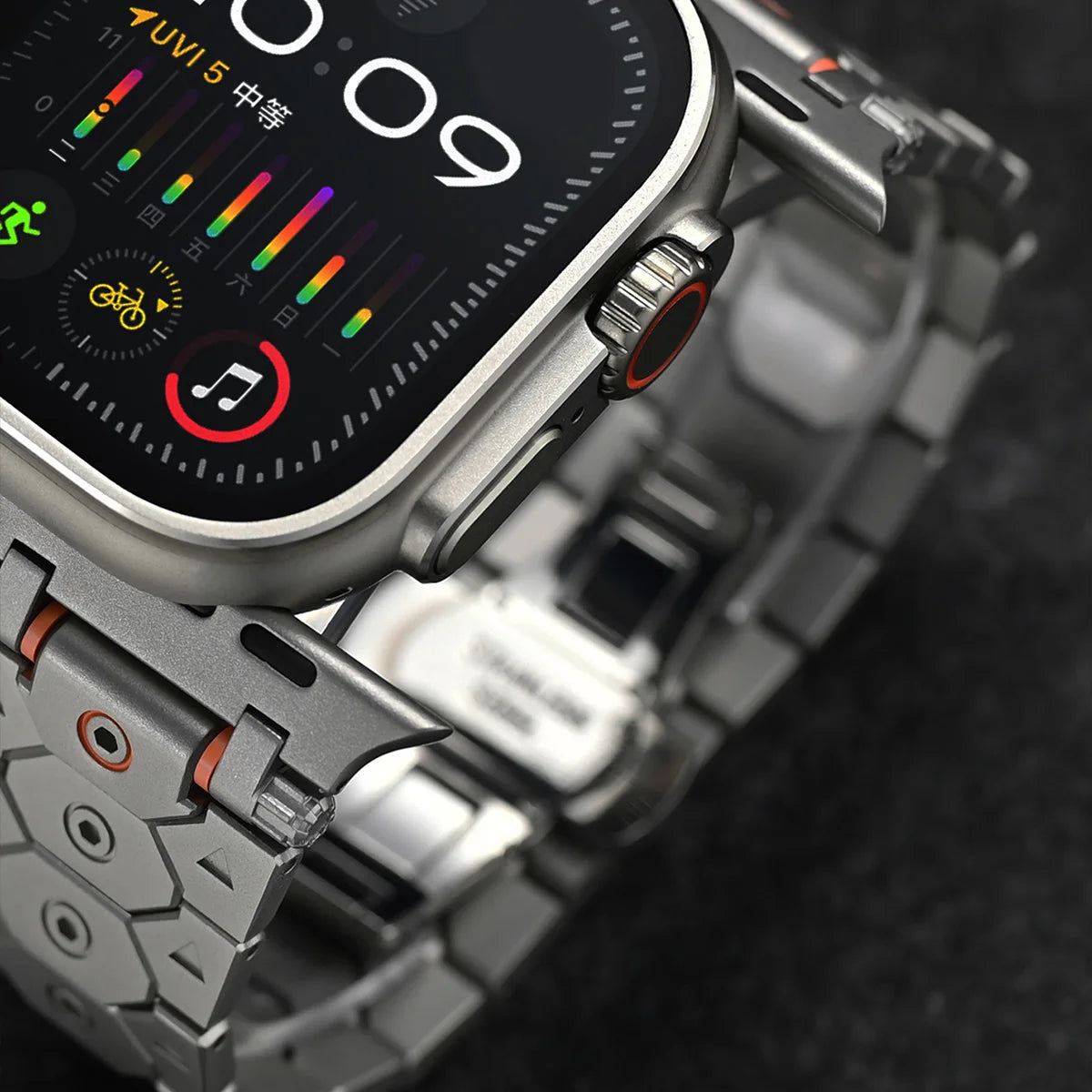 Luxury Titanium Color Apple Watch Band – Stainless Steel Metal Bracelet Strap for Ultra 2, Series 10–5, 42/44/45/49mm iWatch