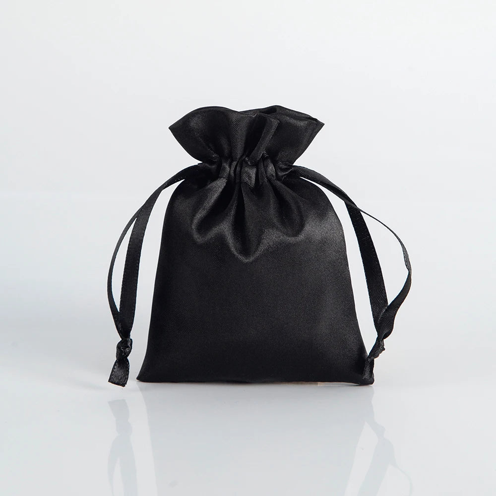 100PCS Silk Satin Jewelry Gift Bags – Drawstring Pouches for Necklace, Bracelet & Earrings, Wedding Party Favor & Christmas Gift Packaging, Custom Logo Ready