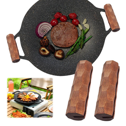 2Pcs Sapele Pan Handles - Heat-Resistant Insulated Anti-Scald Grips for Grill, Sauce & Sauté Pans